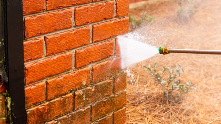 Brick surface with restored natural color and texture