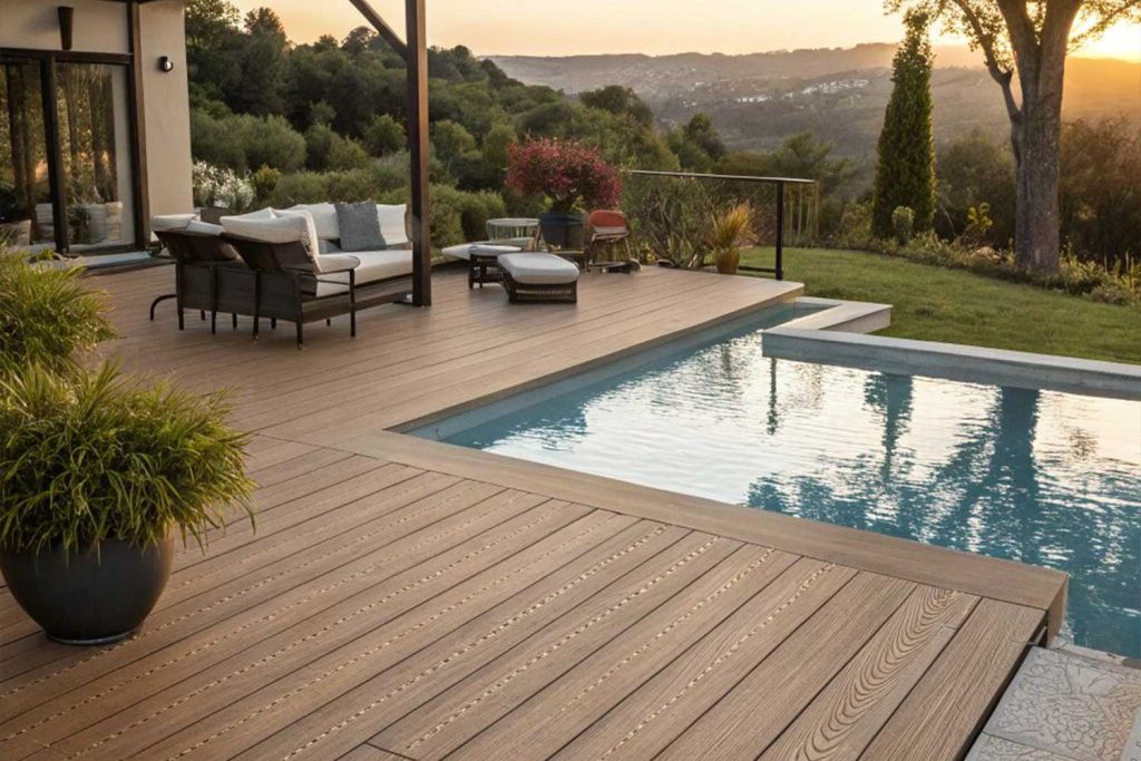Clean, welcoming pool deck area