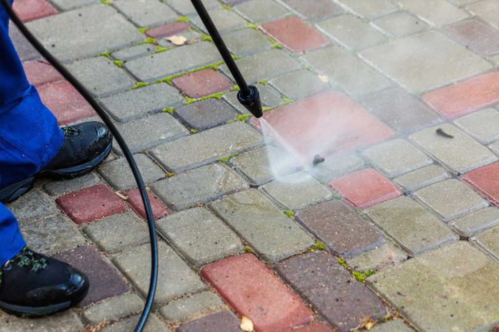 Paver surface cleaned to remove slippery buildup