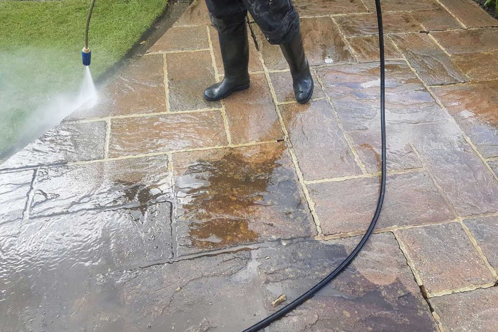 Safe, slip-resistant clean driveway surface