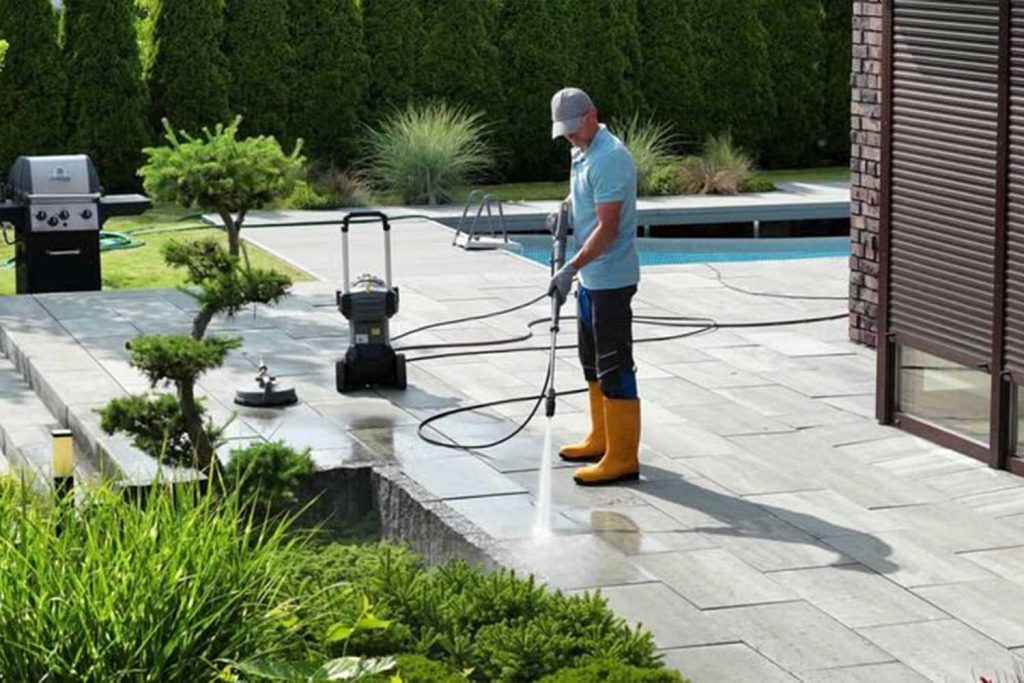 Well-maintained pool deck contributing to property value